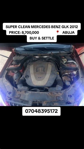 MERCEDES BENZ GLK350 2012, UNTAMPERED ENGINE & GEAR, AC 💯 PRICE: 8.7M BUY & SETTLE 📍NYANYA ABUJA