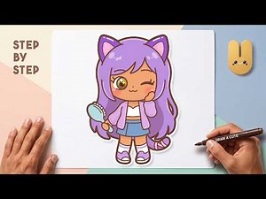 How to Draw APHMAU Easy | Step-by-Step Kawaii Cat Girl Tutorial 💜🐱