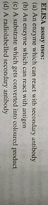 ELISA assay uses:(a) An enzyme which can react with secondary ... | Filo