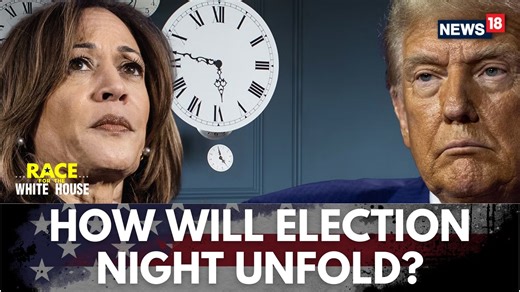6.9K views · 22 reactions | US Election Night: Here’s how results will unfold hour by hour after polls close in each state #USElection #USElection2024 #DonaldTrump #KamalaHarris | News18 | Facebook