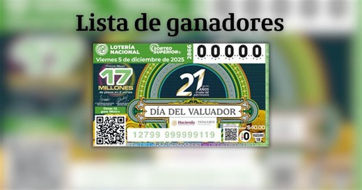 Lotería Nacional: Resultados del Sorteo Superior 2866 del 5 de diciembre de 2025