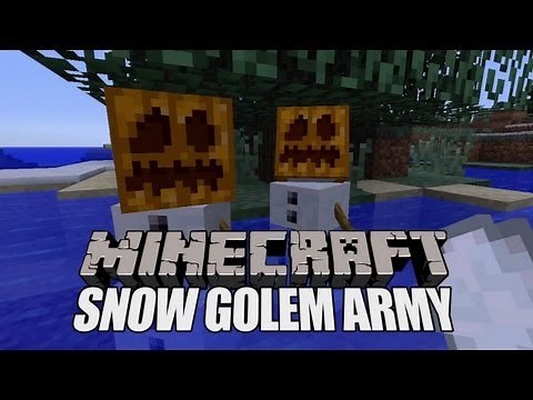 Minecraft Xbox Snow Golem Army Attack (How to Make a Snow Golem)