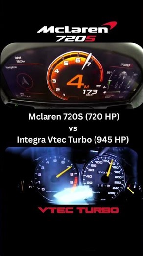 Mclaren 720S vs Honda Integra Vtec Turbo #streetracing #jdm #supercars #civic #racing #jdmcars #cars