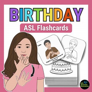 Birthday Flashcards American Sign Language Visual Picture Cards Life Skills ASL