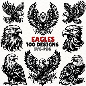 Eagles SVG Bundle | Eagle Clipart | Eagle Silhouette PNG | Eagle Head Vector | Bird of Prey Designs | Tattoo Style Eagle Cut Files - Etsy