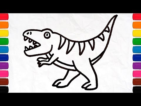 Dinosaur Drawing and Coloring for Kids | How to Draw a Dinosaur T-Rex | Kids Drawing