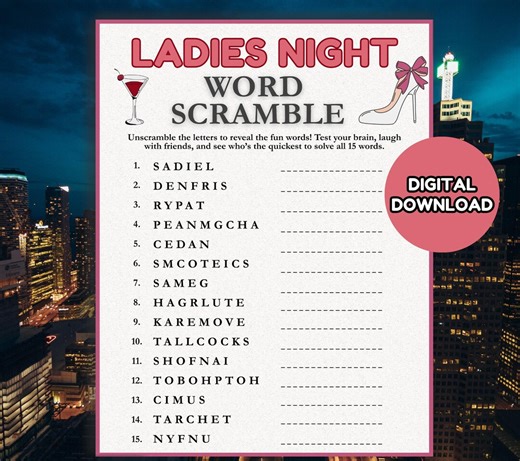 Ladies Night Word Scramble, Ladies Night Game, Girls Night Games, Adult Dirty Minds Ladies Games for Girls Night Out Trivia - Etsy