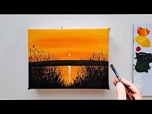 How to paint easy sunset painting for beginners | step by step tutorial