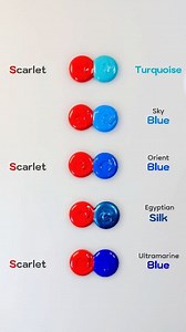 Mixing Scarlet With 5 Blue Colors Shades 😍🤮 #colormixing #paintmixing #asmr #colors #artvideo #painting #satisfying | Mini Art Zone