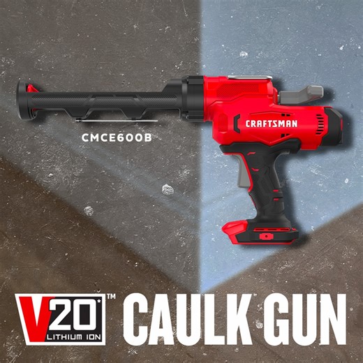 2.4K views · 72 reactions | With a cartridge holder that rotates 360° and an anti-drip rod, our NEW V20* Caulk Gun makes it easy to seal up your home projects. Visit https://bit.ly/46LNA5B to add one to your toolbox. *20V MAX battery, maximum initial battery voltage (measured without a workload) is 20 volts. Nominal voltage is 18. | Craftsman | Facebook