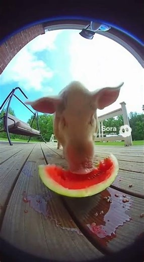 Pig vs Watermelon 🍉🐷 Caught on Ring Camera #ringcamera #funnyanimal #pig #watermelon