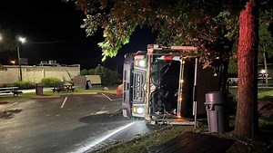 No injuries reported after Rumpke truck overturns in Loveland