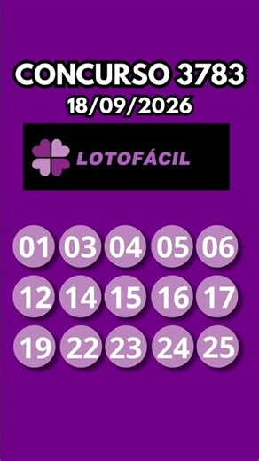 🟣LOTOFACIL 3783, VEJA OS NÚMEROS SORTEADO NA LOTOFACIL DE HOJE #lotofácilhoje