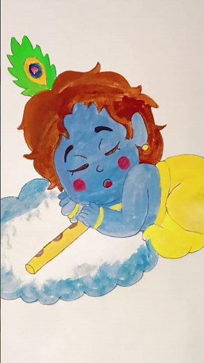 Cute baby krishna drawing | Easy Krishna drawing for beginners #tutorial #krishna