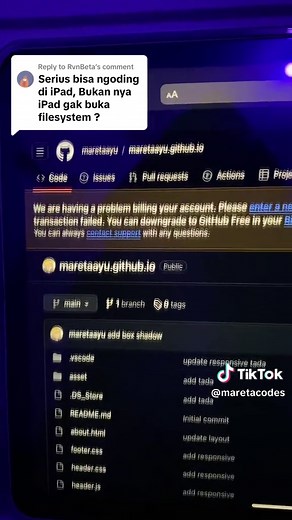 Replying to @RvnBeta bisa coding di iPad ya tapi gak pake vs code😄
