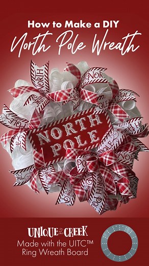 This way to the North Pole! This wreath was made using the UITC™ Ring Wreath Board Materials from Unique in the Creek! Get started with everything you need 👇👇👇 go.uniqueinthecreek.com/shop 📹 Watch our YouTube replay 👇 https://www.youtube.com/watch?v=tDQr4_DHQUM #Christmas #NorthPole #ChristmasWreath #ChristmasCrafting #crafting #wreath #wreathmakers #makersgonnamake | Unique in the Creek Ltd.