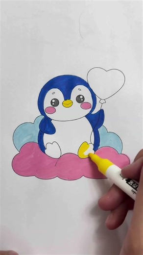 Cute Little Penguin 🐧✨ Coloring Comes to Life! #cutepenguin #coloring #drawing #cute #art #shorts