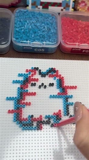 DJ Cat Pixel Art With PixieBeads | Satisfying Fuse Beads Build #fusebeads #craftsupplies #diybeads