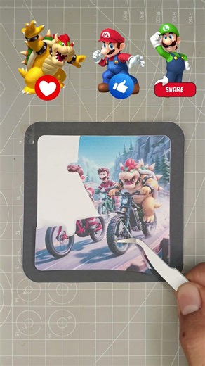 Bowser vs. Luigi vs. Mario: Electric Bike Race! Paper Puzzle #mario #luigi #bowser #trends