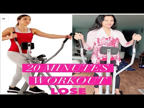 AT HOME WORK OUT WITH SUNNY HEALTH & FITNESS AIR WALK TRAINER GLIDER COMPACT ELLIPTICAL MACHINE