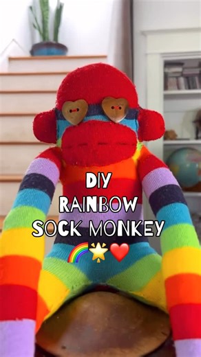Mona Gogh Art on Instagram: "Here is part 2 of my rainbow sock monkey tutorial, this time using a sewing machine! ☁️🌈☁️ I have a more detailed tutorial on how to make a sock monkey (without a sewing machine), already on my account! 🧦🙈❤️ — #sewing #craft #sockmonkey #tutorial #howtosew"