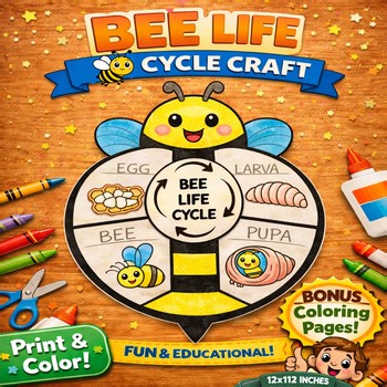 Bee Life Cycle Craft , Insect Life Cycle Activity , Cut and Paste Craft .