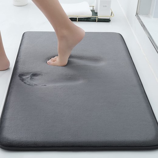 Buganda Memory Foam Bathroom Rugs, Absorbent Non-Slip Bath Mat for Bathroom, Soft Washable Bath Rug, 20"×32", Dark Grey
