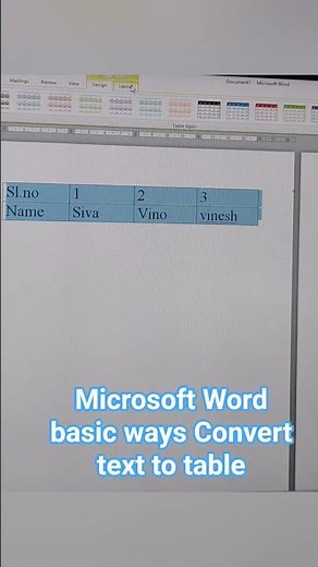 # Microsoft Word basic ways# convert text to table # convert table to text short cut # Insert #