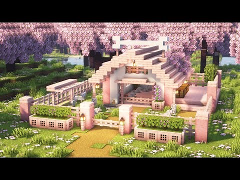 [Minecraft] How to Build a Cute Cherry Blossom Dog House / Tutorial