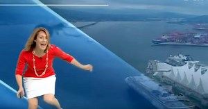 Right in middle of weather report meteorologist stops and dashes off set