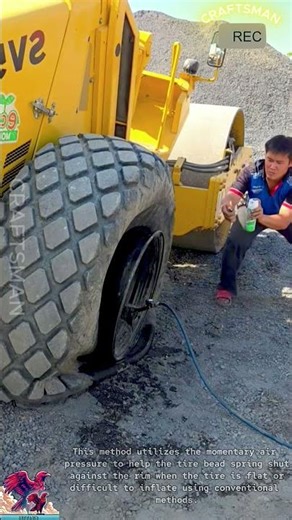 Using Gas to Mount Large Vehicle Tires #shorts #viral #tools #creative #technology