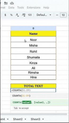 How to Use a COUNTA Function in Google she