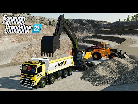 Mountain Material Loading with Volvo Excavator & Loader – Farming Simulator 22