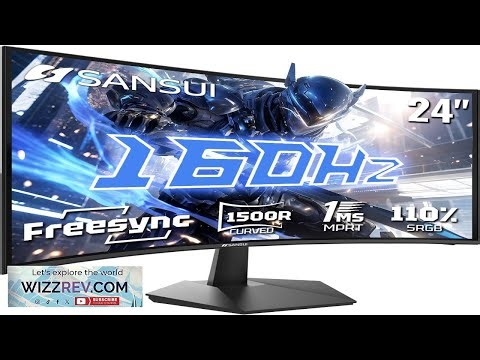 SANSUI 24 Inch Curved 160Hz Gaming Monitor 1500R Curved Gaming Monitor FHD 1080P