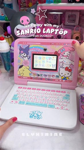 Jasmin Ang on Instagram: "👩🏻‍💻💖A SANRIO LAPTOP?! still can’t believe this is real 😭 this educational laptop was released last March 2024, and it’s packed with 184 cute activities! from learning Japanese and Math to snapping photos with my favorite characters✨ there are 5 swappable mouse covers (Kuromi supremacy XD) and 24 Sanrio friends to join you as you play~ it’s everything little me dreamed of and big me still loves!! 😙💕 got this SEGA toys Sanrio laptop from @doorzo_en ✨ #sanrio #sanr