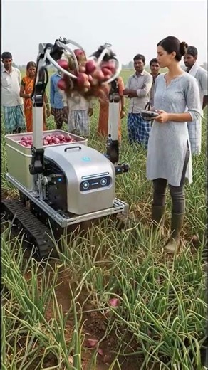 Precise harvesting process of onions from a lush field using a remote-controlled robot