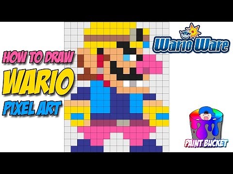 How to Draw Wario - Super Mario Maker 8-Bit Pixel Art Drawing Tutorial