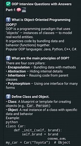 50K views · 239 reactions | OOP interview questions ⁉️ #codinggirl #javascriptchallenge #question #development #developpementpersonnel #ReactJS #SQL #oops #python #react | Coding Girl | Facebook