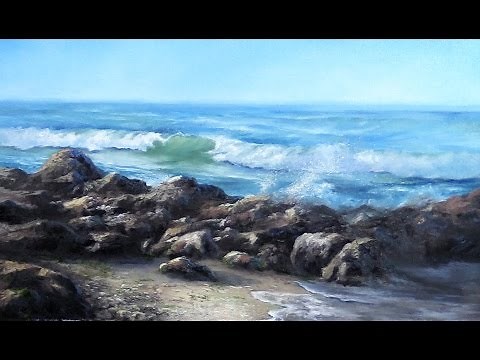 California Seascape | Ocean Wave & Rocks oil painting