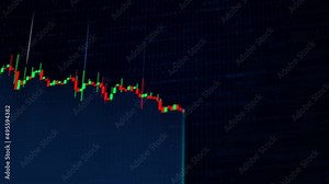 Financial business diagram with charts and stock numbers showing profits and losses over time dynamically