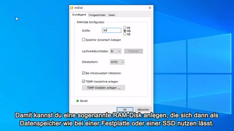 RAM-Disk anlegen mit ImDisk