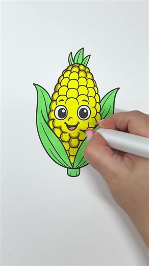 Cute Corn Coloring Transformation 🌽✨ #coloring #shorts