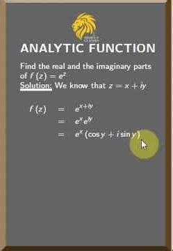 Analytic function - Real and Imaginary part - Problem 1 #analyticfunction #education #exam
