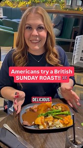 Trying a traditional British SUNDAY ROAST for the first time!! 🇬🇧 #sundayroast #tryingfood #funny #british #britishfood #uk | Amber Kacherian