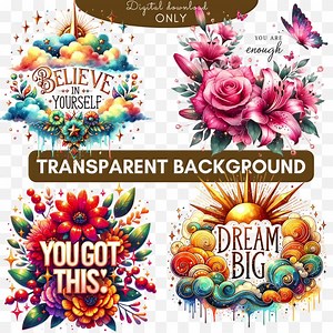 Watercolor Inspirational Quotes Clipart, Motivational Phrase Illustrations, Positive Art, Inspirational Quotes, Motivational Quotes PNG - Etsy