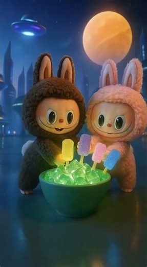 Labubu popsicle asmr💛💚#brainrot #labubu