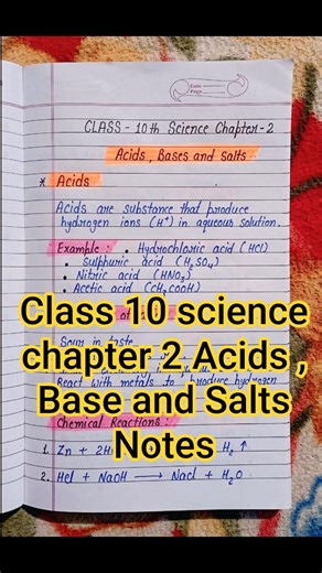 Acids Base and Salts Class 10 Science Chapter 2 Notes
