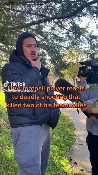 #UVA football player Aaron Faumui reacts to the deadly shooting that killed 3 of his teammates. #tvnews #shooting #charlottesville #schoolshootingawareness #schoolshooting #gun