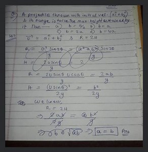 A projectile thrown with initial vel. (a \hat{i}+b \hat{j}) s i... | Filo