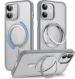 Designed for iPhone 11 Case with Magnetic Ring Stand [Military Drop Protection] [Compatible with MagSafe] [Great Grip Feeling]Shockproof Slim Waterproof Heavy Duty Clear Case for iPhone 11 6.1",Grey